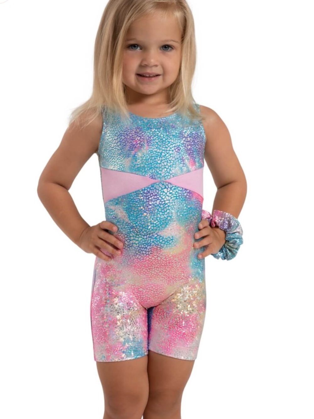 Capezio Girls Multicolor Pastel Dance Leotard with Pink Waistband size Small